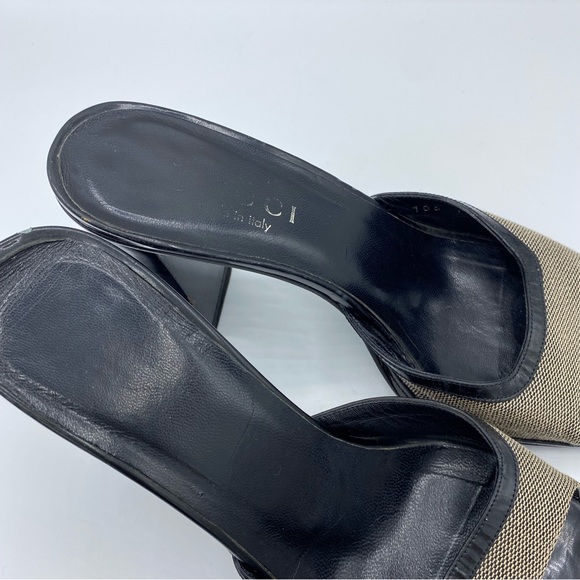 Gucci Y2K 90s vintage tweed heeled mule pump sandal size 6 academia classy luxe - Picture 6 of 11